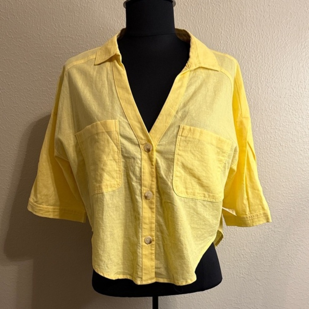 Yellow Button-Up Women's Top
